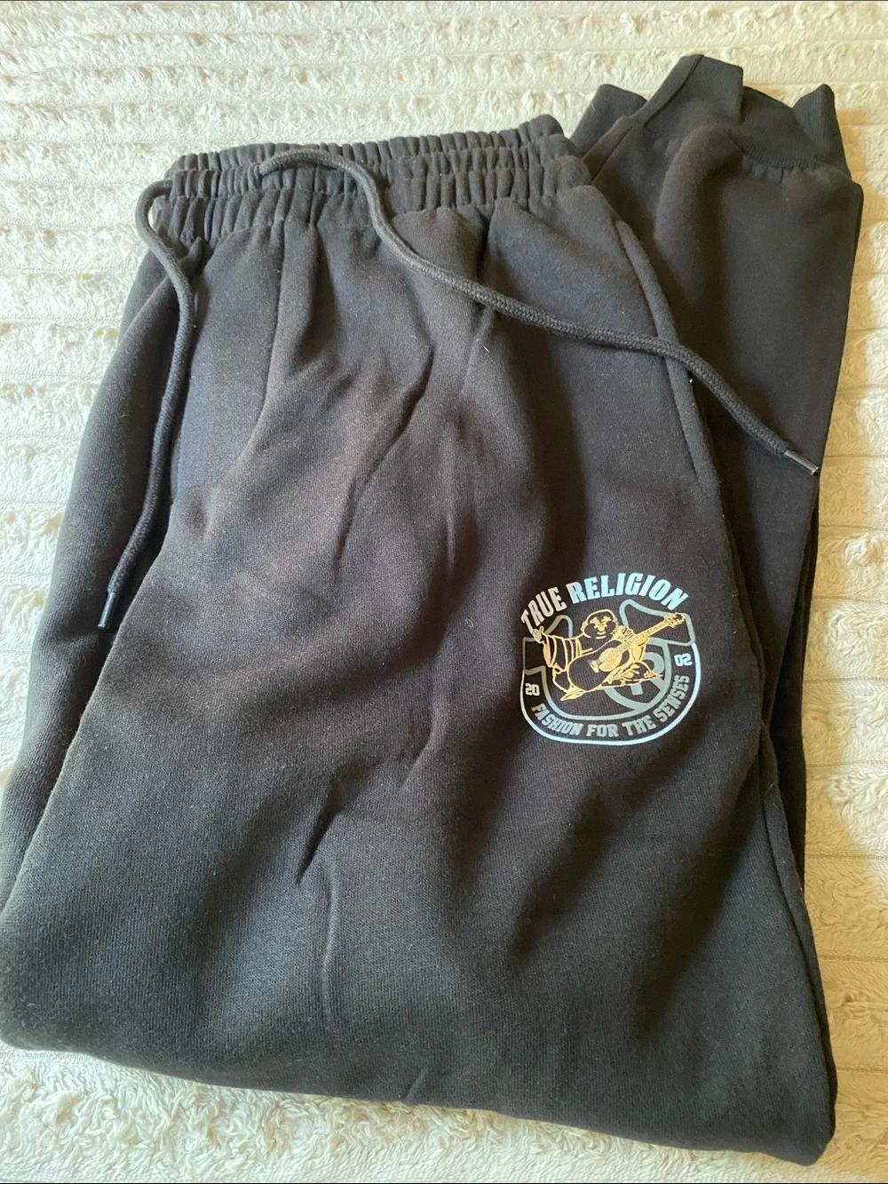 NWOT, True Religion Black Unisex Logo Jogger Sweatpants